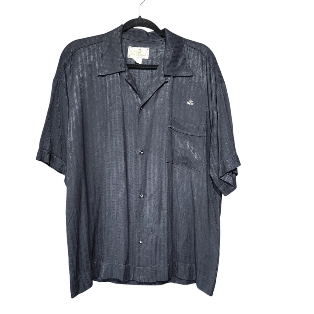 Vintage BC Ethic Bowling Shirt Large USA Made Rockabilly Retro Black Camp Collar